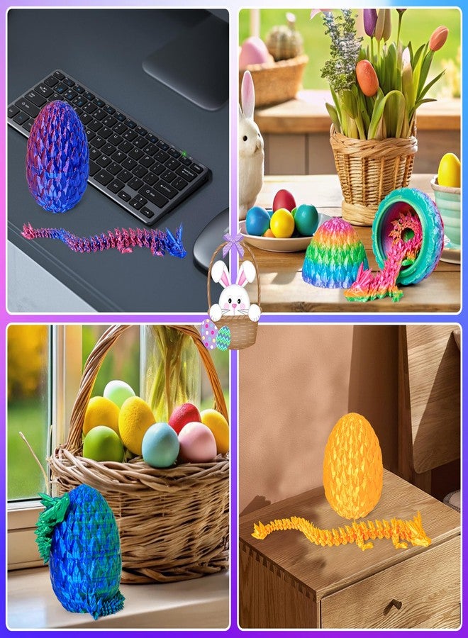 ONEVIVE Easter Basket Stuffers 3D Printed Dragon Egg Toy (4 Pack) - Surprise Mystery Inside, Articulated Crystal Dragon, Fidget Sensory Toy for Kids Birthday Surprise Easter Egg Hunt Party Favors - Image 3