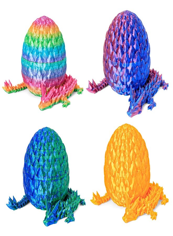 ONEVIVE Easter Basket Stuffers 3D Printed Dragon Egg Toy (4 Pack) - Surprise Mystery Inside, Articulated Crystal Dragon, Fidget Sensory Toy for Kids Birthday Surprise Easter Egg Hunt Party Favors - Image 1