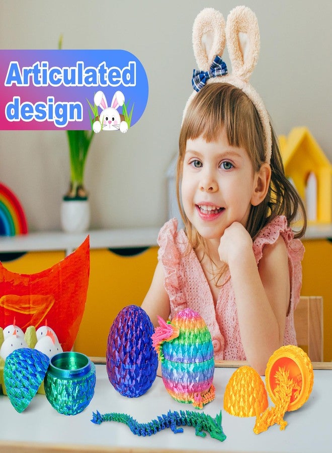 ONEVIVE Easter Basket Stuffers 3D Printed Dragon Egg Toy (4 Pack) - Surprise Mystery Inside, Articulated Crystal Dragon, Fidget Sensory Toy for Kids Birthday Surprise Easter Egg Hunt Party Favors - Image 5