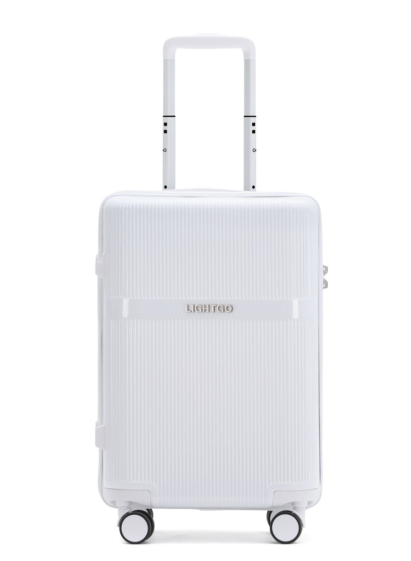 خفيفة الذهاب الأمتعة LIGHTGO 7624 اللون الأبيض 20"حقائب حقائب مع TSA قفل حقيبة السفر YKK السحاب جيب بنك الطاقة PC 100 ٪ الأمتعة خفيفة الوزن  - Image 1