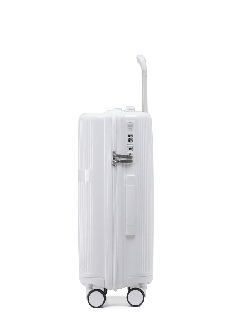 خفيفة الذهاب الأمتعة LIGHTGO 7624 اللون الأبيض 20"حقائب حقائب مع TSA قفل حقيبة السفر YKK السحاب جيب بنك الطاقة PC 100 ٪ الأمتعة خفيفة الوزن  - Image 4
