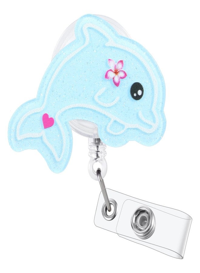 BVIIE Girly Dolphin Nurse Badge Reel, Cute Badge Holder with Retractable Clip, Sea Animal Badge Clip for RN CNA LPN LVN Hospital Medical Worker Doctor Teacher Nursing Student Pediatric Nurse - Image 1