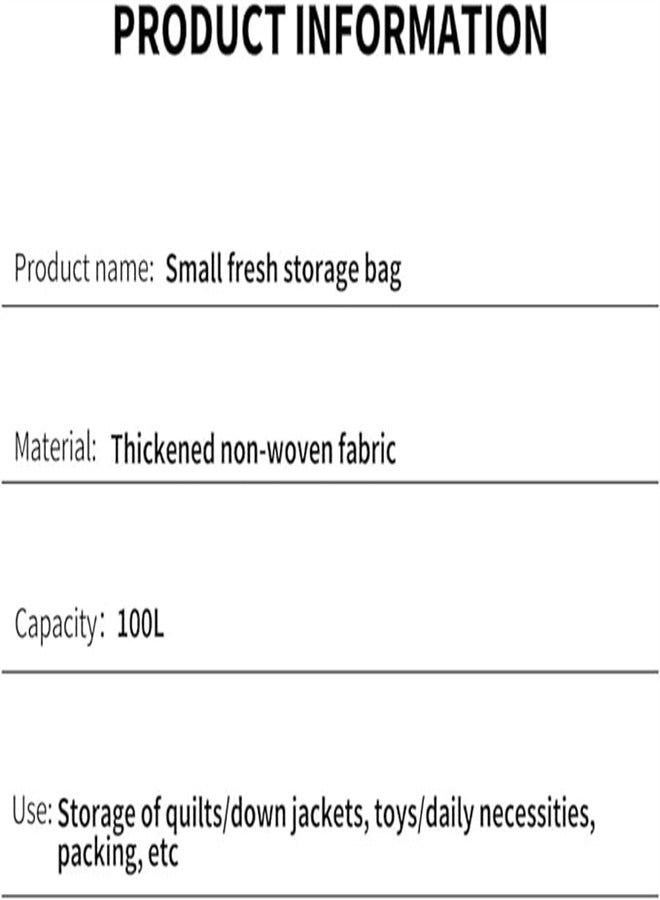 100L Large Storage Chest, Clothes Organizer Box Foldable Blanket Quilt Zipper Storage Bags with Handle, Moving Luggage Bags, Large Capacity Thick Fabric Storage Boxes for Toys, Clothing Storage Boxes