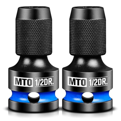 MTO 1/2-Inch Square Drive to 1/4-Inch Hex Socket Adapter, 2PCS Quick Release Impact Bit Holder, for Impact Wrench Ratchet, CR-MO - Image 1