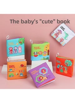 Generic Baby Cartoon Cloth Book Six-piece Set Tear-proof Paper With Ringing Early Education Enlightenment Children's Cloth Book Baby Digital Cloth Book-Color:Cloth Book (4 Pages) Action Cognition, Animal Cognition, Color Cognition, Vision  - Image 1