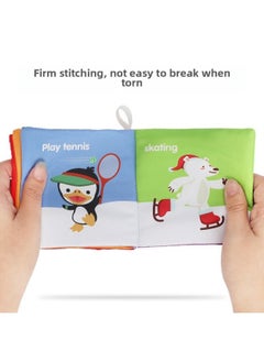 Generic Baby Cartoon Cloth Book Six-piece Set Tear-proof Paper With Ringing Early Education Enlightenment Children's Cloth Book Baby Digital Cloth Book-Color:Cloth Book (4 Pages) Action Cognition, Animal Cognition, Color Cognition, Vision  - Image 3