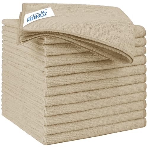 HOMEXCEL Brown Microfiber Cleaning Cloth 12 Pack 125 x 125 inch Microfiber Towels for Cars Ultra Absorbent Car Washing Cloth Lint Free Streak Free Cleaning Rags for Car Kitchen and Window - Image 1