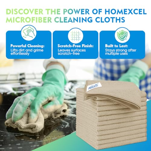 HOMEXCEL Brown Microfiber Cleaning Cloth 12 Pack 125 x 125 inch Microfiber Towels for Cars Ultra Absorbent Car Washing Cloth Lint Free Streak Free Cleaning Rags for Car Kitchen and Window - Image 3