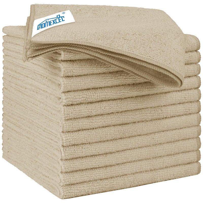 HOMEXCEL Brown Microfiber Cleaning Cloth 12 Pack 125 x 125 inch Microfiber Towels for Cars Ultra Absorbent Car Washing Cloth Lint Free Streak Free Cleaning Rags for Car Kitchen and Window - Image 2
