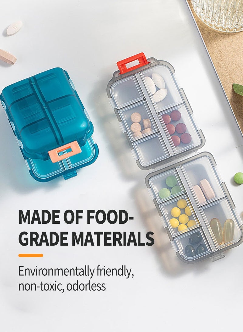 BEIRUI 2 Pieces Portable Pill Box, 10 Compartment Moisture Resistant Portable Small Pill Box, Suitable for Daily Travel, Pocket Carrying Medications Vitamin Pill Placement Dispensing Airtight Container - Image 2