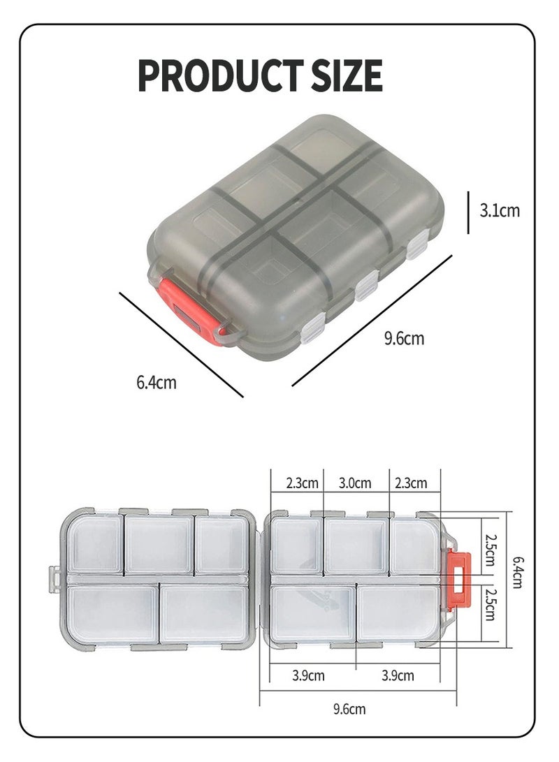 BEIRUI 2 Pieces Portable Pill Box, 10 Compartment Moisture Resistant Portable Small Pill Box, Suitable for Daily Travel, Pocket Carrying Medications Vitamin Pill Placement Dispensing Airtight Container - Image 3