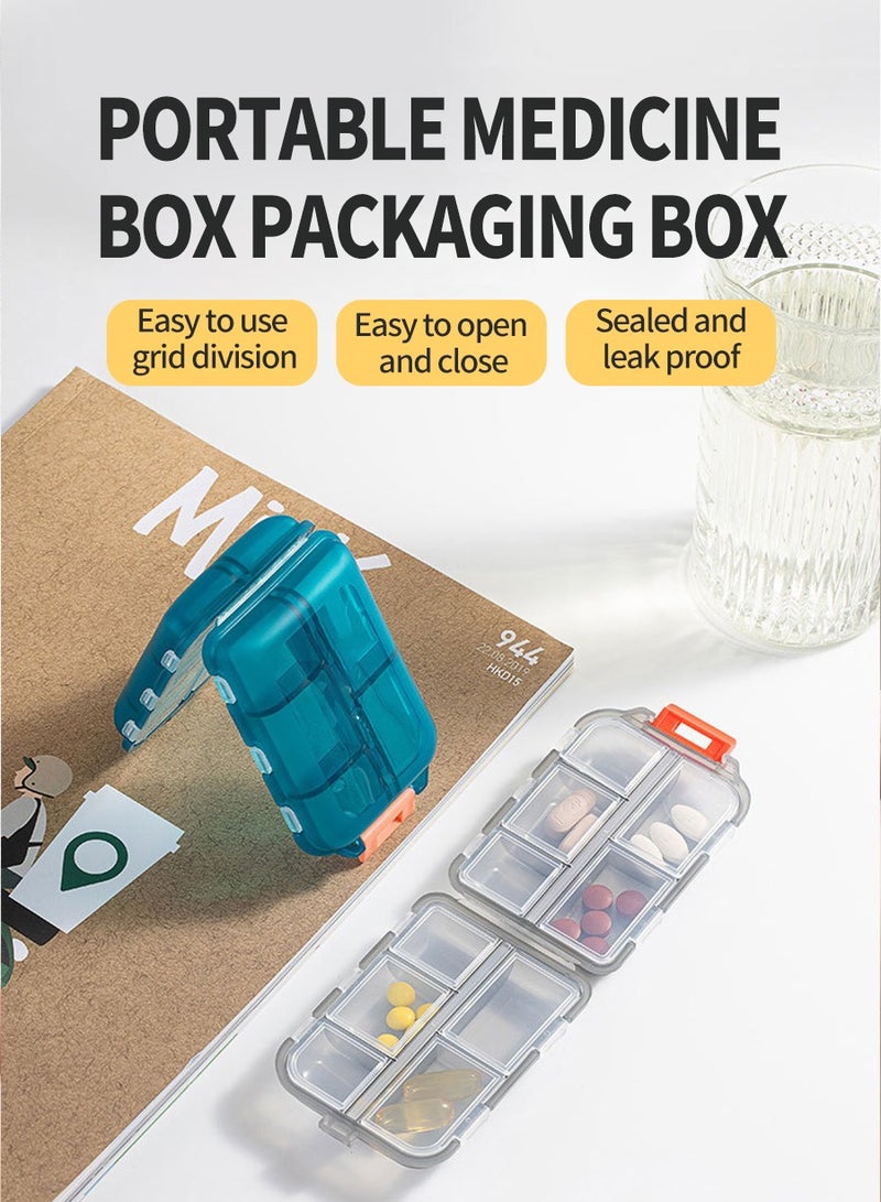 BEIRUI 2 Pieces Portable Pill Box, 10 Compartment Moisture Resistant Portable Small Pill Box, Suitable for Daily Travel, Pocket Carrying Medications Vitamin Pill Placement Dispensing Airtight Container - Image 4