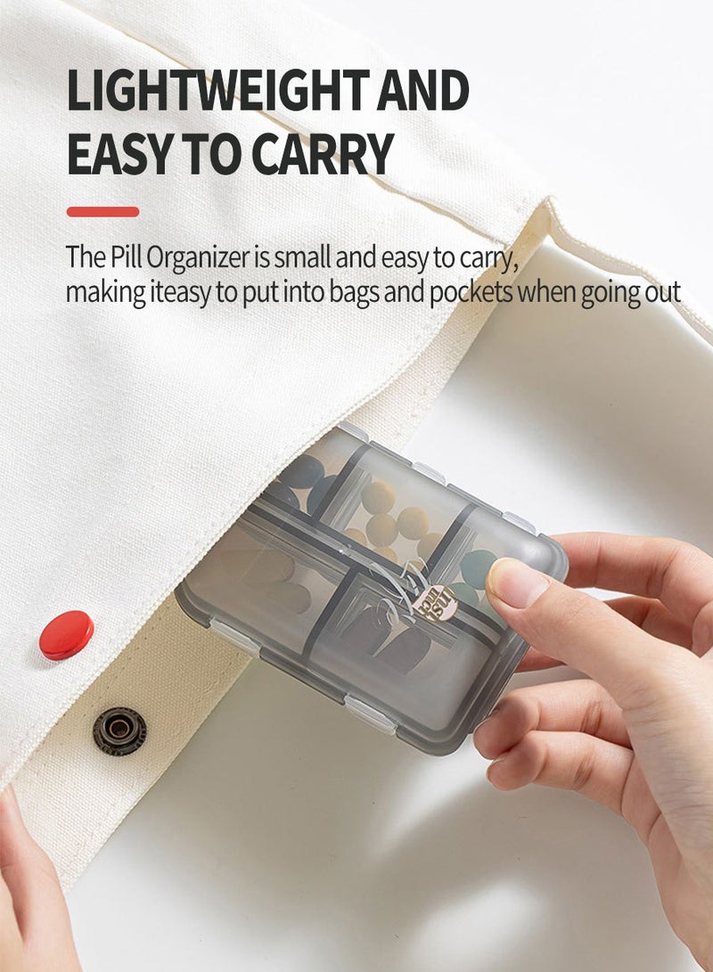 BEIRUI 2 Pieces Portable Pill Box, 10 Compartment Moisture Resistant Portable Small Pill Box, Suitable for Daily Travel, Pocket Carrying Medications Vitamin Pill Placement Dispensing Airtight Container - Image 5