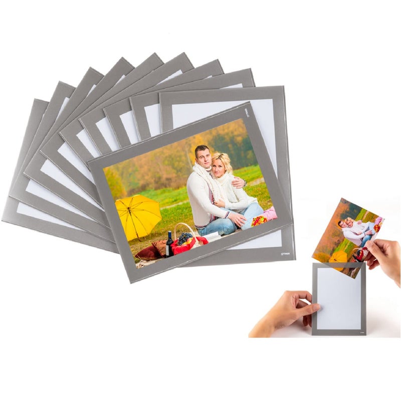 STTMGN Magnetic Photo Frames with SliverGrey Border4X610 PackMagnet Picture Frame PocketsPostcard HolderDecorations for FridgeLockersHomeOfficeSchoolClassroomWhiteboardParty