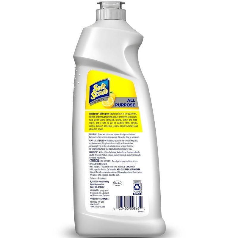Soft Scrub All Purpose Surface Cleanser, Lemon, 24 Fluid Ounces - Image 2