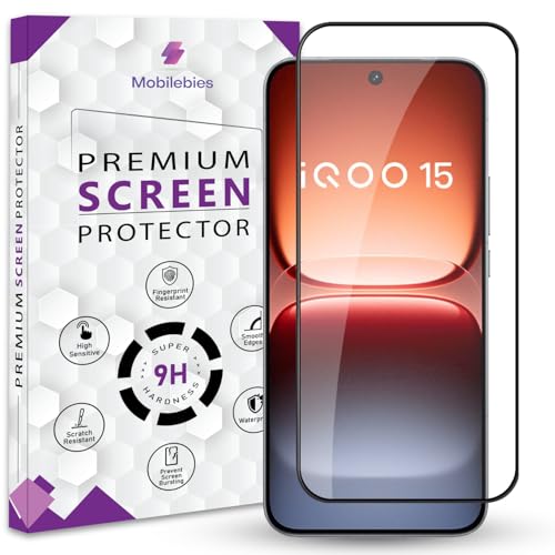 Mobilebies® Premium Tempered Glass Screen Protector Guard For iQOO 15 5G (6.85 Inch, Pack of 1) | HD Clear Edge to Edge Coverage With Easy to installation kit - Image 1