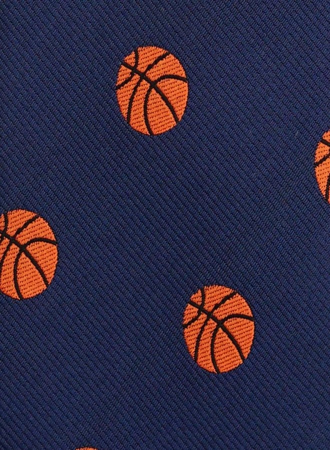 ZENXUS Basketball Tie for Men, Sports and Games Jacquard Designer Necktie, Navy Tie - Image 4