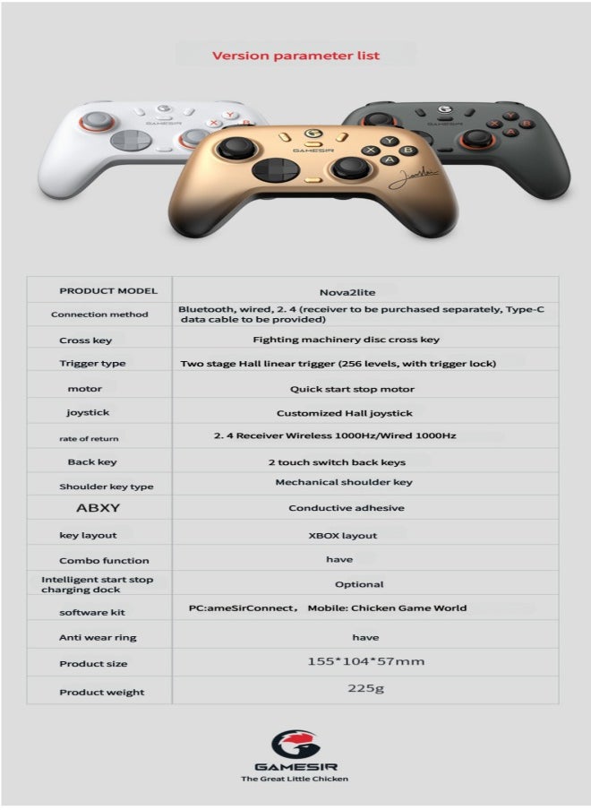 gamesri - GameSir Mega Chick Daystar 2Nova 2lite Wireless Gamepad pc Steam Hall Stick - Image 1