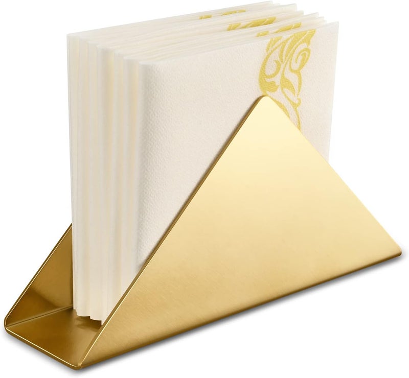 luvtree حامل مناديل مثلثي عصري من الفولاذ المقاوم للصدأ 304 من قطعتين باللون الذهبي لموزع مناديل الكوكتيل منظم لأسطح المطبخ وطاولات العشاء وطاولات النزهات - Image 2