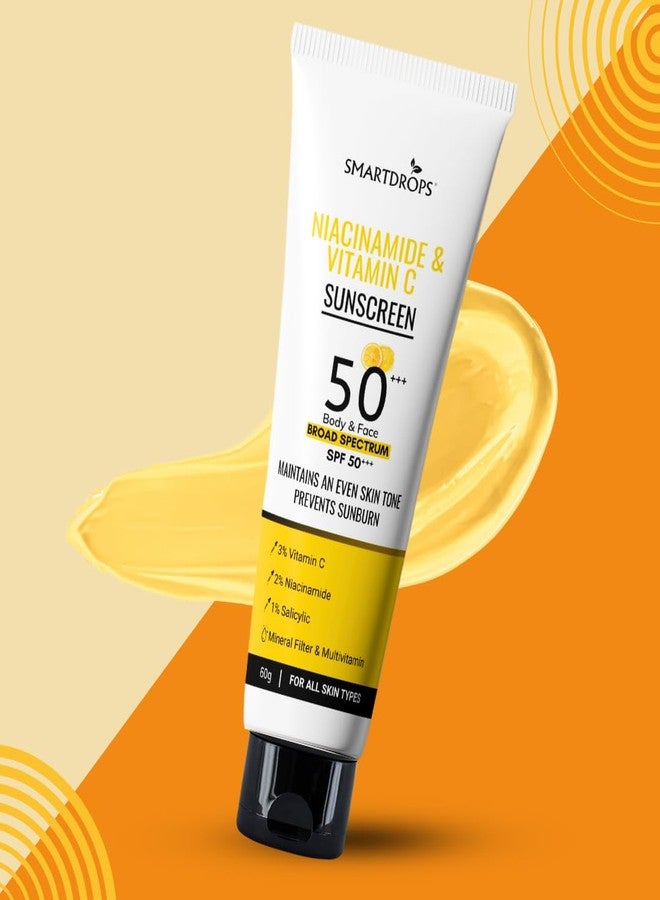 Smartdrops Niacinamide Vitamin C Sunscreen SPF 50+++ PA+++ Broad Spectrum Daily Use Sunscreen Lotion, Smooth Texture, Easy Spread Formula, Face and Body- 60ml (Pack 2) - Image 4