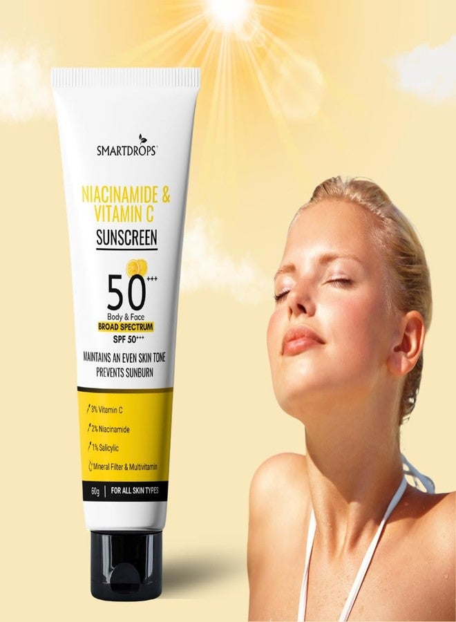 Smartdrops Niacinamide Vitamin C Sunscreen SPF 50+++ PA+++ Broad Spectrum Daily Use Sunscreen Lotion, Smooth Texture, Easy Spread Formula, Face and Body- 60ml (Pack 2) - Image 5