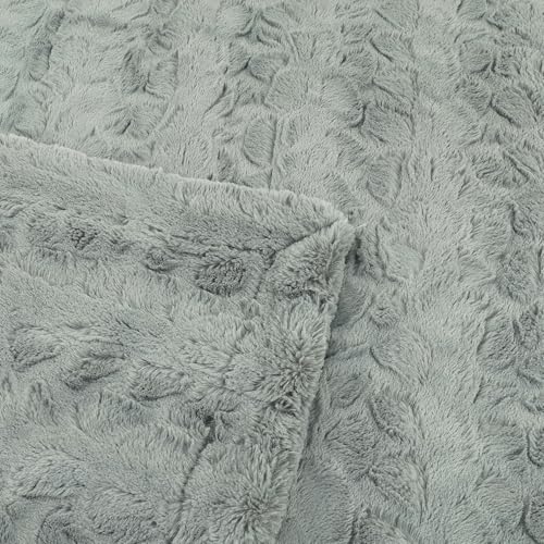 TOONOW Faux Fur Luxury Throw Blanket,Double Side Soft Fluffy Shaggy Fuzzy Blanket for Couch Sofa Bed (Glacier Gray, Throw) - Image 5