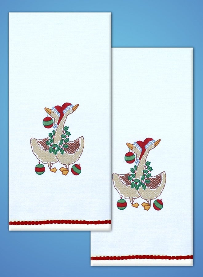 Tobin Christmas Geese Stamped for Embroidery Towels, Multi - Image 5