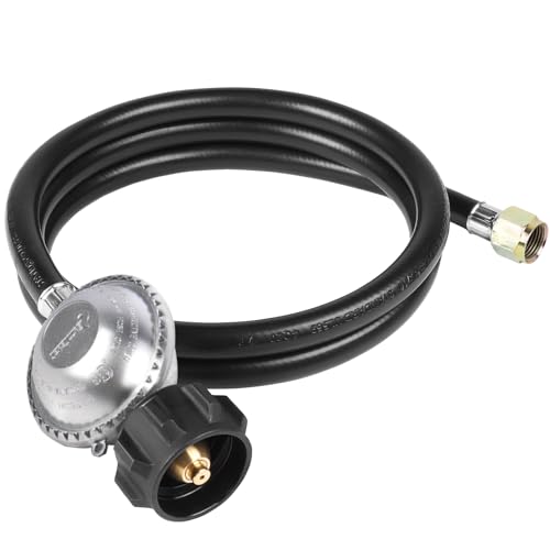 SHINESTAR 5 Feet Propane Hose with Regulator Replacement Part for Portable Propane Grill, Blackstone 28"/36" Griddle, Fire Pit, Patio Heater and More, Low Pressure - Image 1