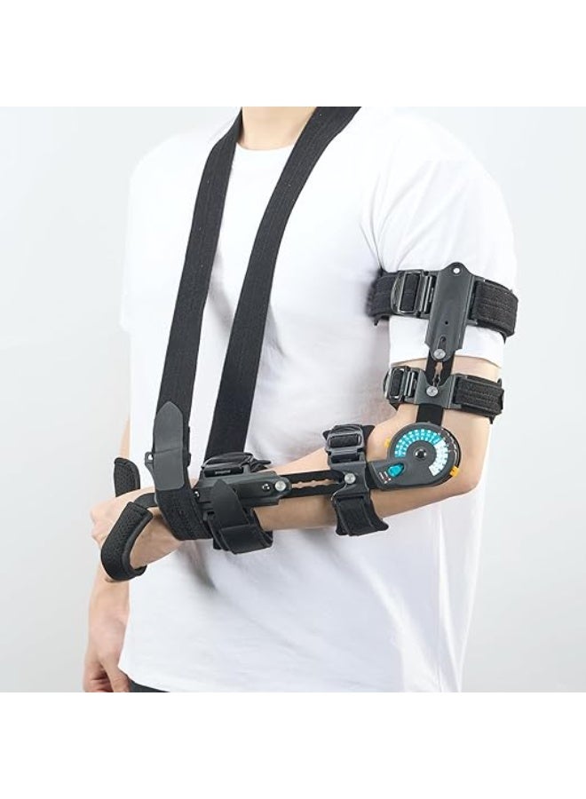 Adjustable Hinged Elbow Brace – Post-Op ROM Support with Stabilizer and Hand Grip, Arm Recovery Splint After Injury - Image 1