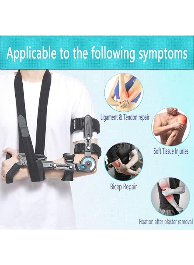 Adjustable Hinged Elbow Brace – Post-Op ROM Support with Stabilizer and Hand Grip, Arm Recovery Splint After Injury - Image 3