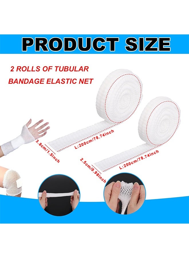 Depend 2 Rolls Tubular Stretch Gauze Bandage No Tape Required, Dressing Retainer Tubular Elastic Gauze Bandage, Elastic Net Wound Dressing Elastic Retainer, Sweat Absorbing Bandage For Arms, Legs & Knees (2.5cm/0.98in*2m/78.74in And 3.8cm/1.5in*2m/78.74in) - Image 2
