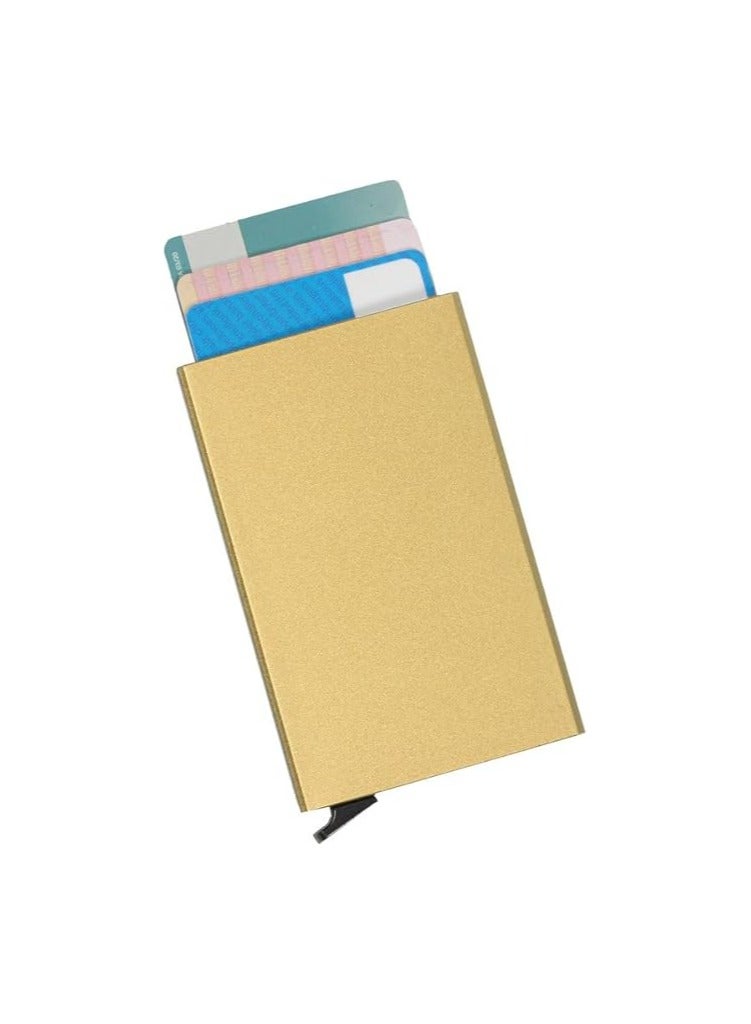 INFINITY-Plus 6 Card Capacity Aluminum Smart Card Holder for Men and Women - RFID Blocking Information Theft (Gold) - Image 1