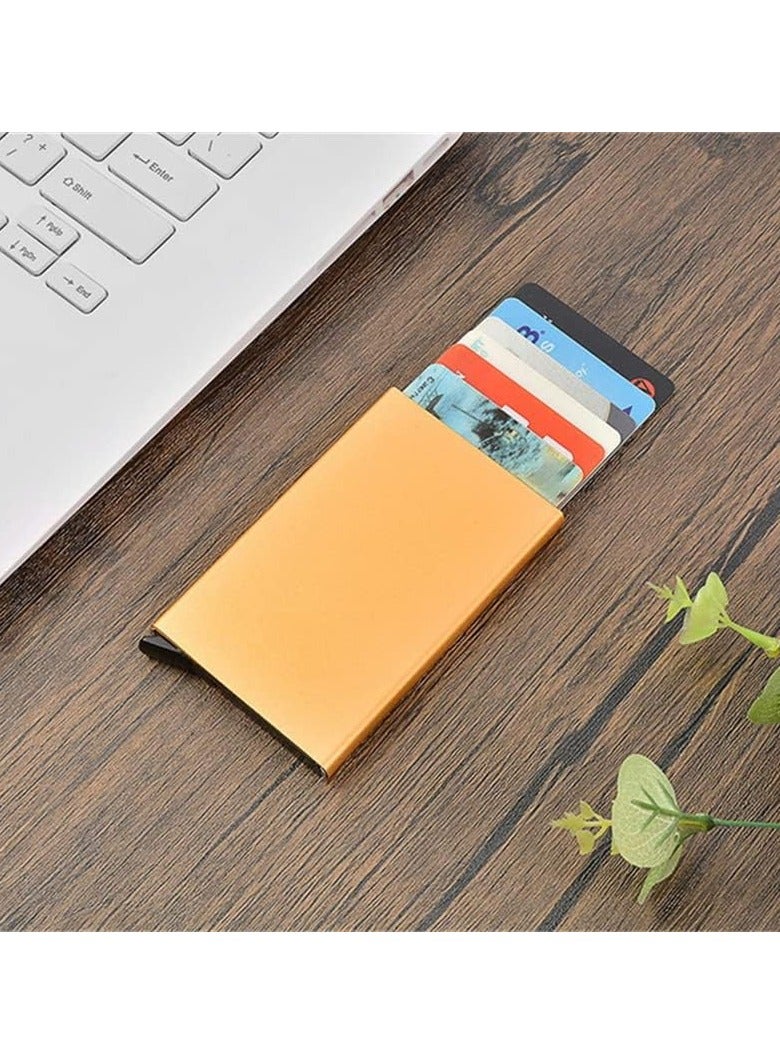 INFINITY-Plus 6 Card Capacity Aluminum Smart Card Holder for Men and Women - RFID Blocking Information Theft (Gold) - Image 2