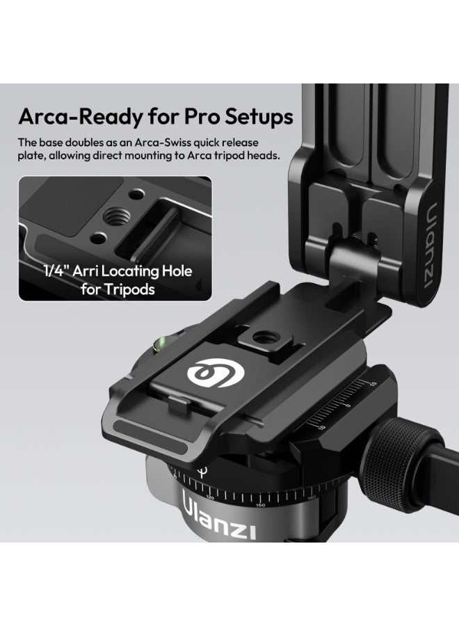 يولانزي حامل ثلاثي مغناطيسي للهاتف من ULANZI لأجهزة iPhone، حامل هاتف محمول MA38 صغير ثلاثي القوائم لماج سيف مع خطاف قابل للطي مغناطيسي قوي مزدوج الجوانب مقاس 1/4 بوصة لهاتف iPhone 17/16/15/14/13/12، أسود - Image 5