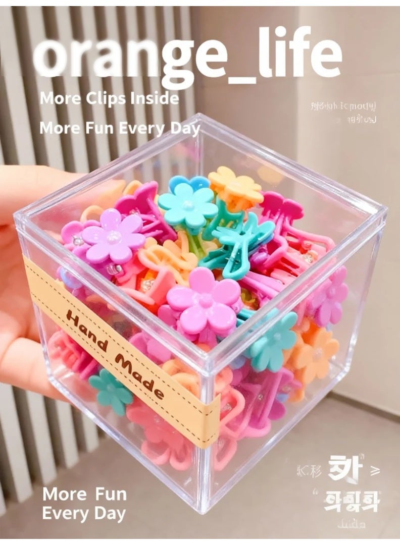 Orange Life Kids Mini Hair Claw Clips Colorful Flower 30pcs Set for Girls and Babies, Small Hair Clamps for Fine Hair, Cute Side Hair Clips for Bangs and Broken Hair, Lightweight Daily Hair Accessories for Children - Image 3