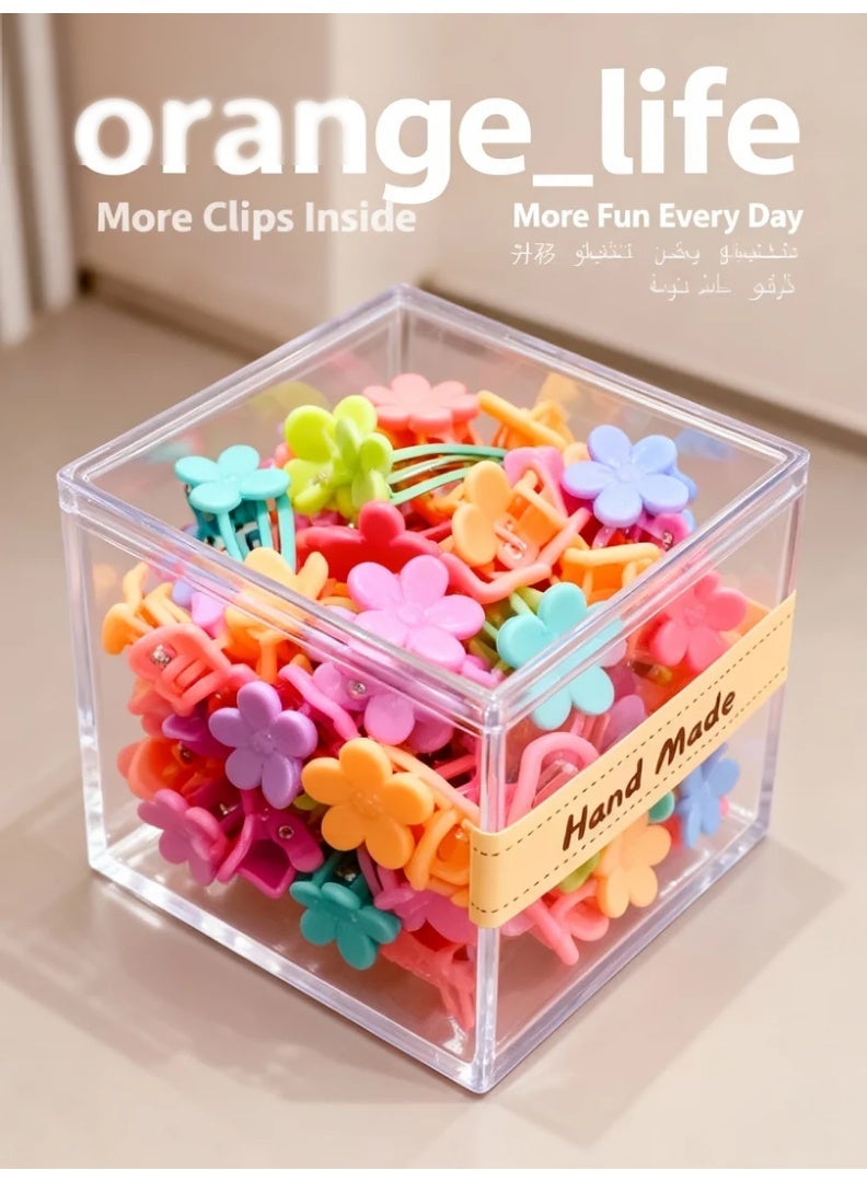 Orange Life Kids Mini Hair Claw Clips Colorful Flower 30pcs Set for Girls and Babies, Small Hair Clamps for Fine Hair, Cute Side Hair Clips for Bangs and Broken Hair, Lightweight Daily Hair Accessories for Children - Image 1