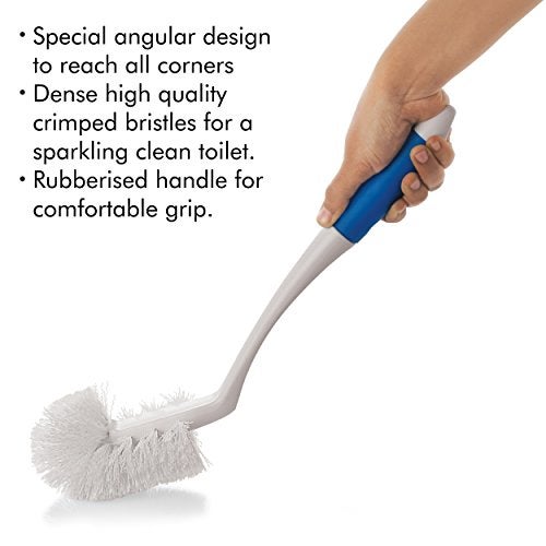Kleeno Cello Kleeno Angular Toilet Brush with Holder Pack of 1, Blue & White |Flexible Bristles & Rubberised Firm Grip Plastic Sturdy Handle |Toilet Cleaning Brush for Western & Indian Toilet Bathroom Brush - Image 5