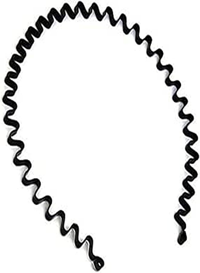 Unisex Black Metal Comb Sports Band Long Hair HeadBand Black For Men and Women