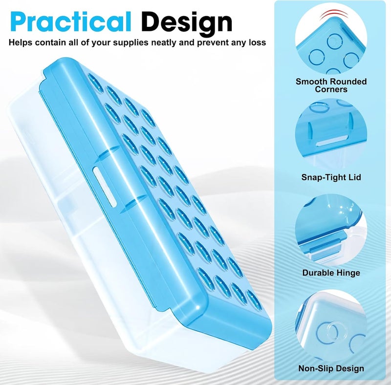 HUTUDD Plastic Pencil Box, Large Pencil Case, Clear Pencil Boxes with Snap-tight Lid, Hard Crayon Box Storage Marker Organizer Containers for Boys Girls Adults School Office Supplies (Clear Blue) - Image 3