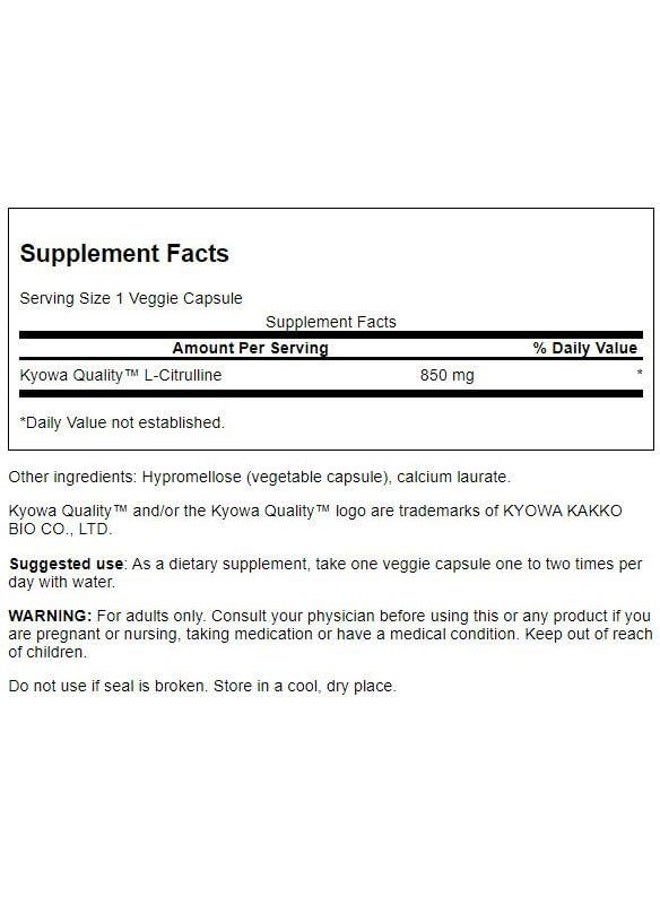 SWANSON L-Citrulline - Natural Supplement Promoting Cardiovascular Health & Energy Support - Helps Increase Circulation - (60 Capsules, 850mg Each) - Image 2