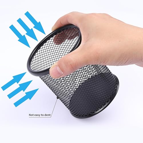 GLUN® Cylendrical Black Mesh Metal Desk Pen, Pencil and Other Stationery Organiser Holder, Use at Office, School and Home Pack of 1 - Image 5