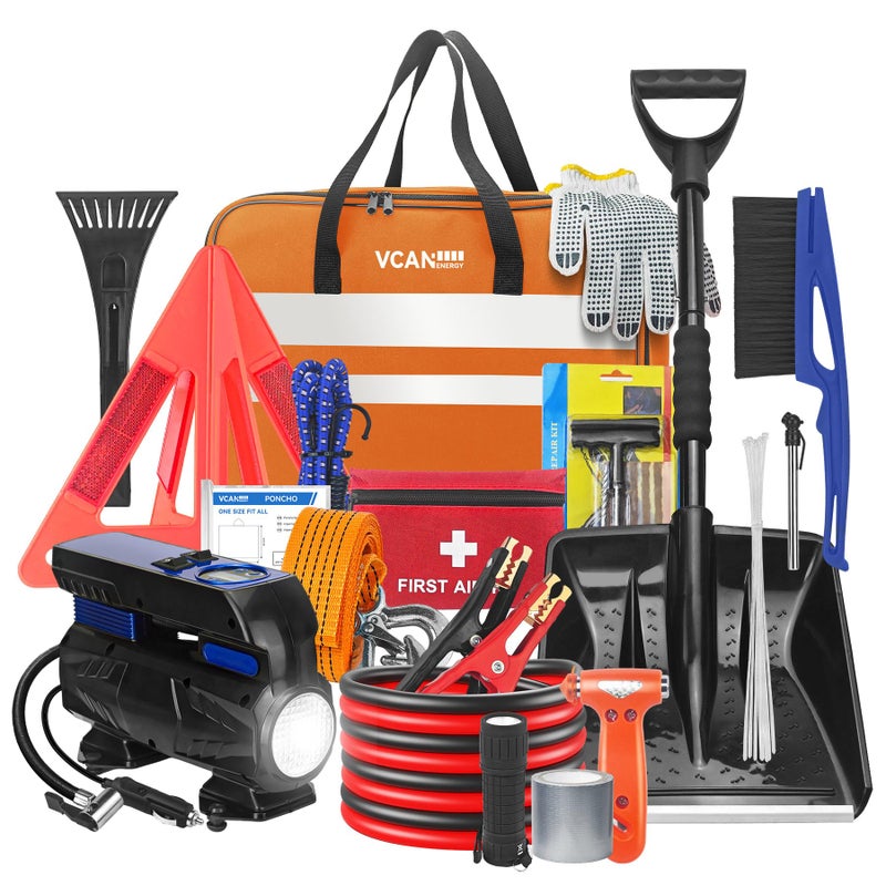 VCANENERGY Car Emergency Kit with Portable Air Compressor Winter Car Safety Roadside Assist Kit Emergency Car Kit for Cars Trucks - Image 3