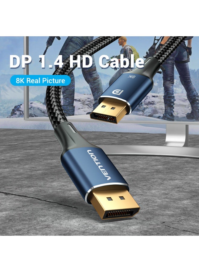 VENTION Cotton Braided DP Male to Male HD Cable 8K 1M Blue Aluminum Alloy Type Model # HCELF - Image 2