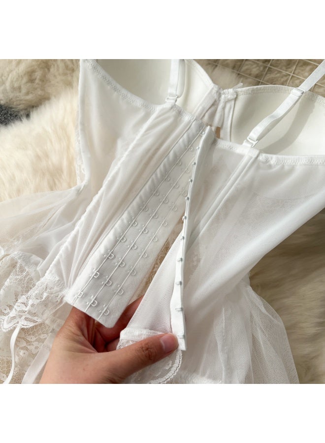 كابريشوس كورسيه دانتيل أنيق مع أحزمة قابلة للتعديل وقطعة سفلية مطابقة - Image 4