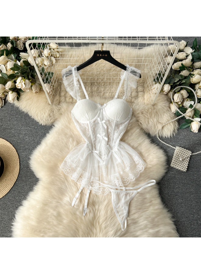 كابريشوس كورسيه دانتيل أنيق مع أحزمة قابلة للتعديل وقطعة سفلية مطابقة - Image 1