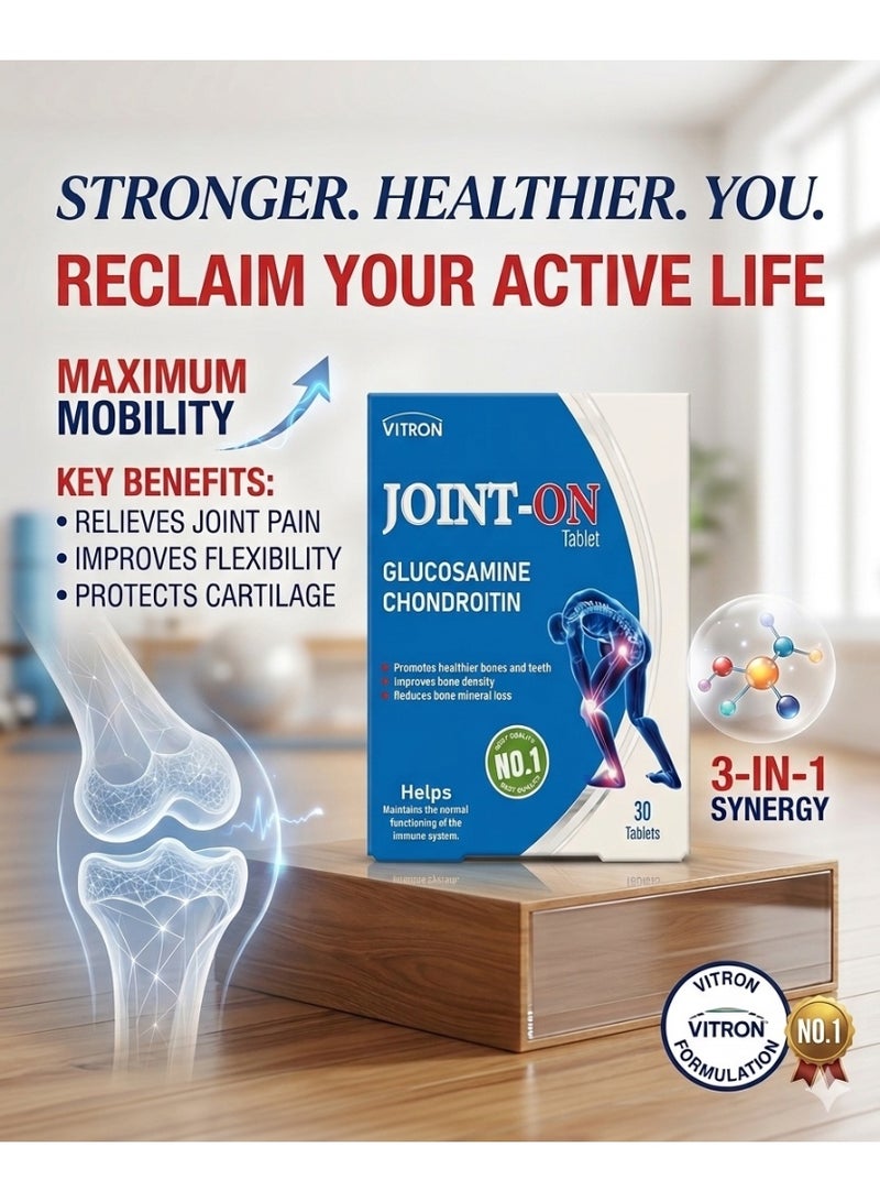 Vitron Joint On Tablet, Glucosamine, Chondroitin and MSM with Calcium, Vit D and Zinc Tablets 30s - Image 2