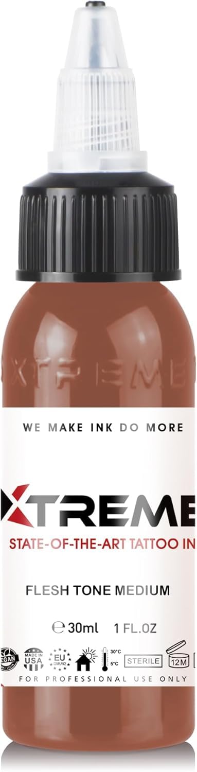 SHIELD PLUS Xtreme Flesh Tone Tattoo Ink Professional Vegan Skin Tone Pigment for Realistic Shading Coloring Flesh Tone Medium - Image 1