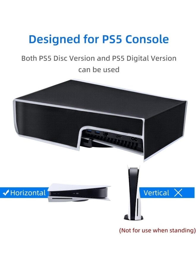 Horizontal Dust Cover for PS5 Console, 1680D Oxford Cloth Anti-Scratch Waterproof Dust Case with Back Cable Port for PlayStation 5 Console ( NOT for PS5 Slim )