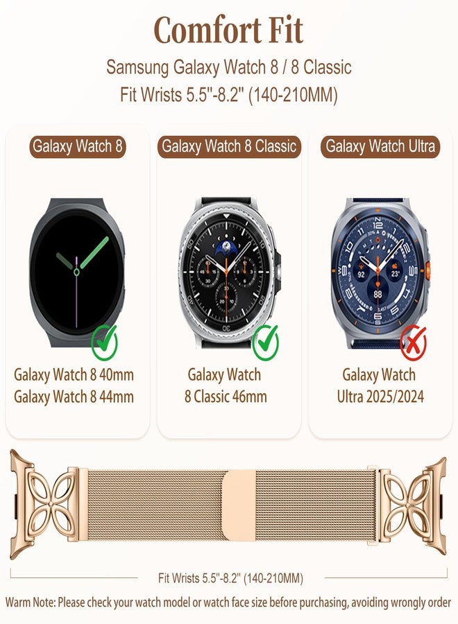 Getino Magnetic Metal Band Compatible with Galaxy Watch 8 / Watch 8 Classic Band, Milanese Floral Dressy Strap for Samsung Watch Bands Women 40mm 44mm 46mm - Image 5
