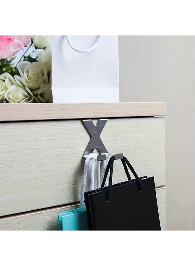 2pcs X Shaped Stainless Steel Over The Door Hooks Multi Functional Bathroom Hangers - Image 2